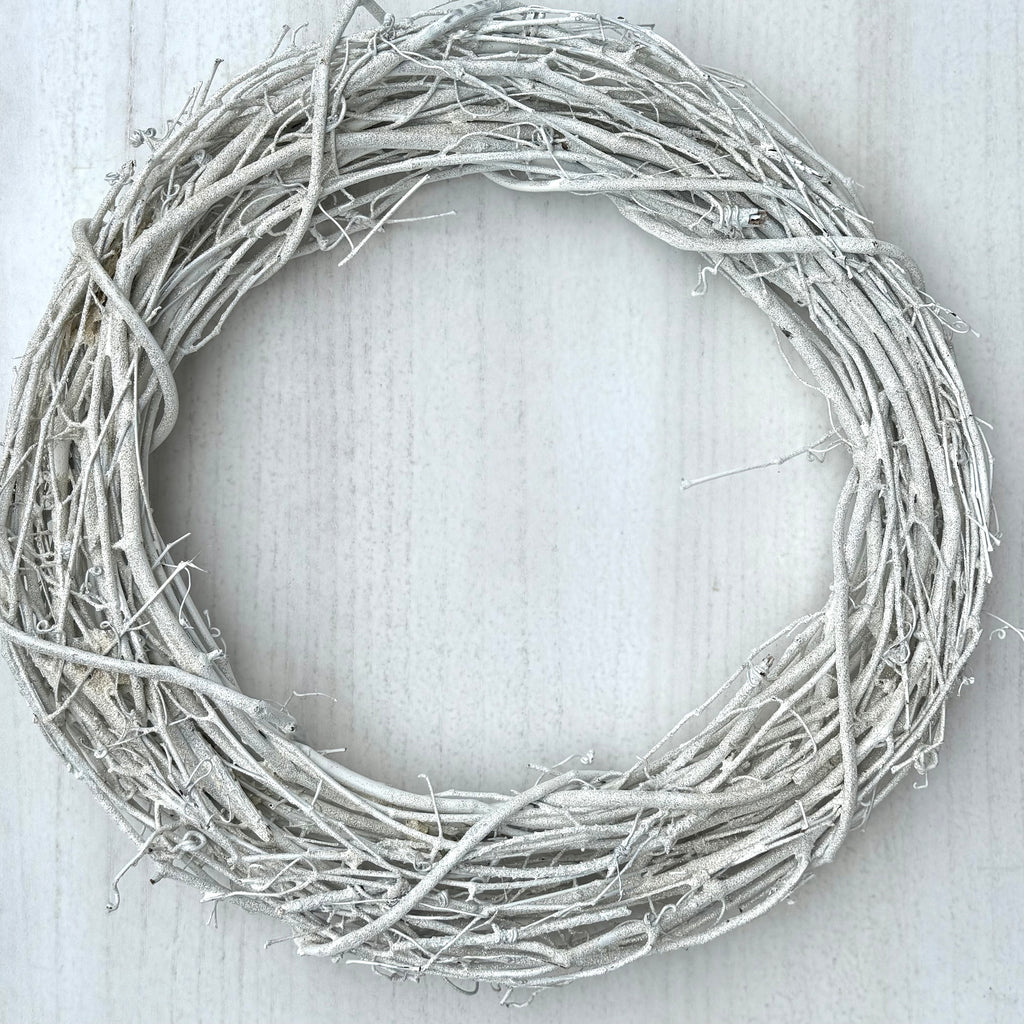 18″ Natural Grapevine Wreath – American Wreaths - Starlight White GLITTER
