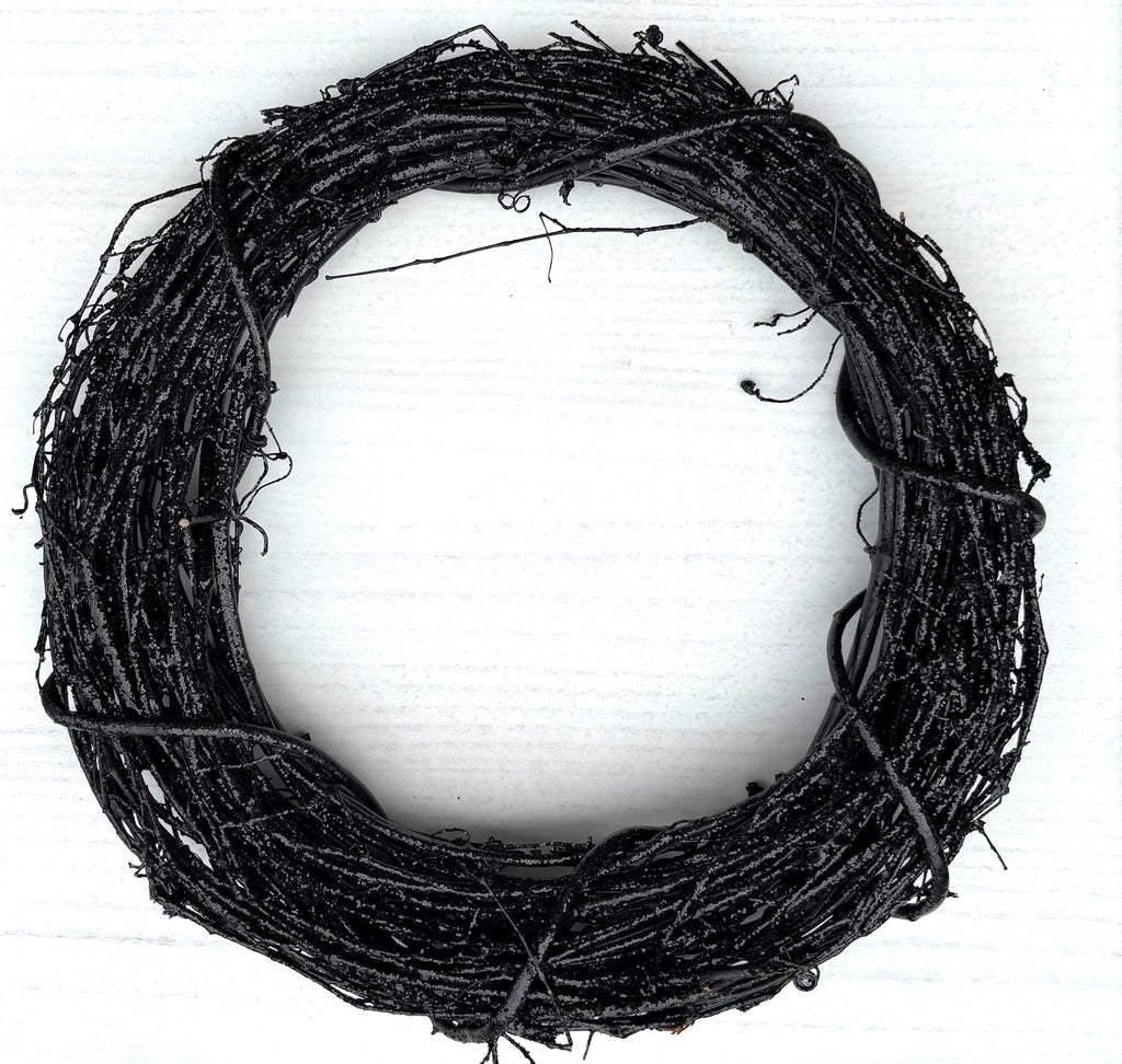 18″ Natural Grapevine Wreath – American Wreaths - Black GLITTER