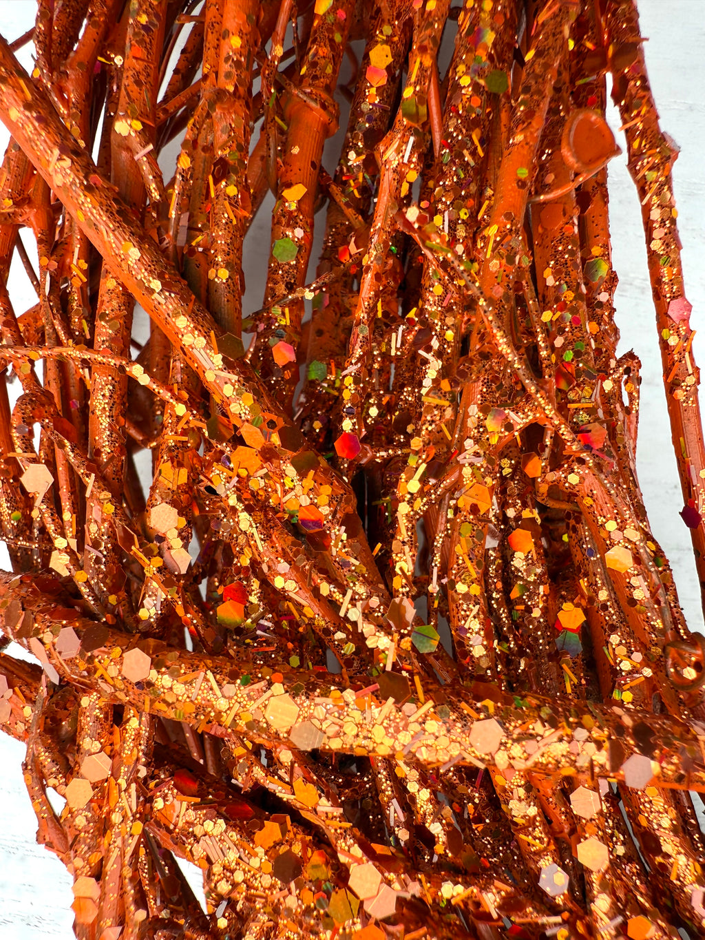 18″ Natural Grapevine Wreath – American Wreaths - Orange GLITTER