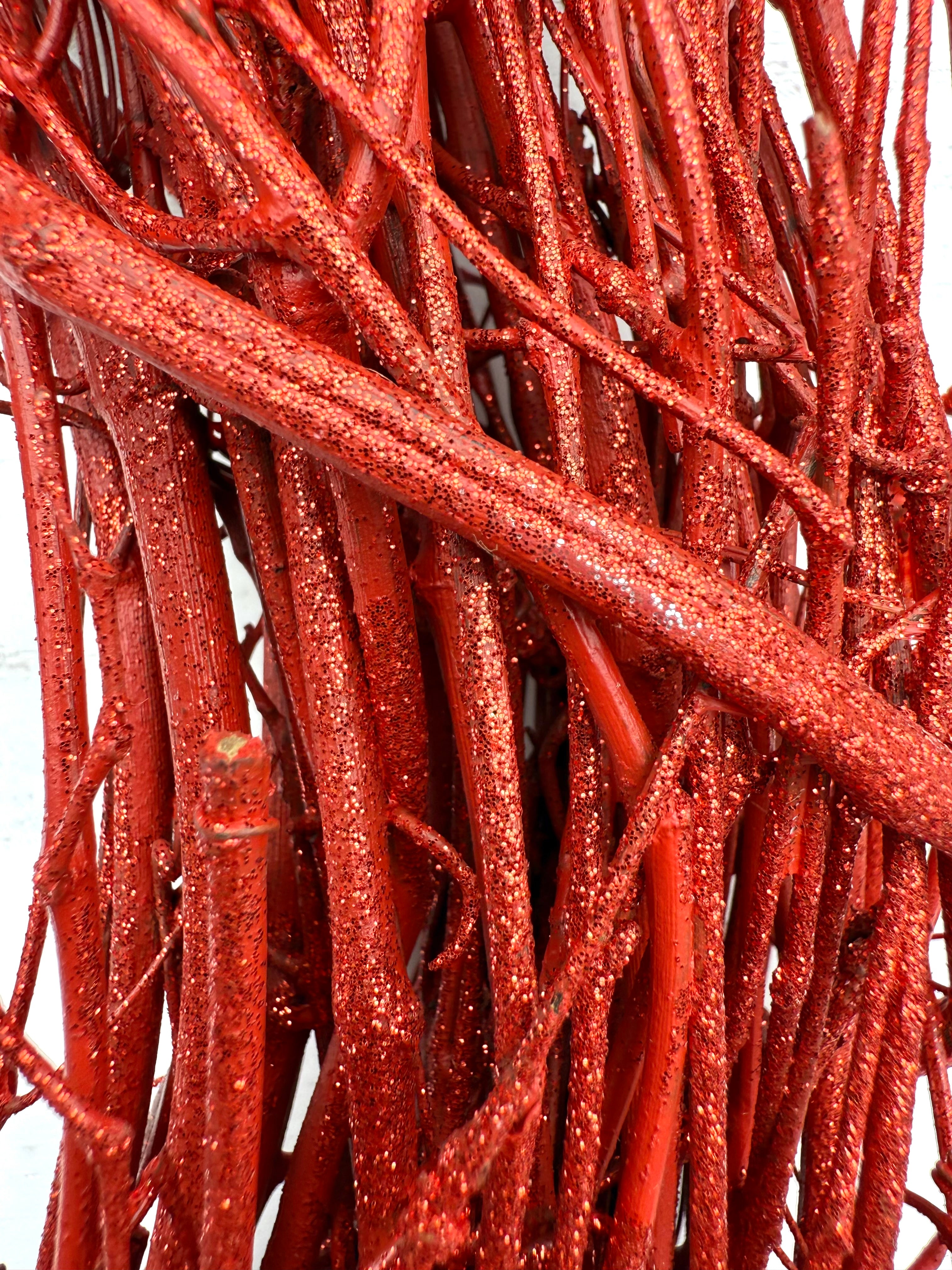 18″ Natural Grapevine Wreath – American Wreaths - Red GLITTER